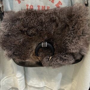 Elegant Fur Crossbody Bag - Brown